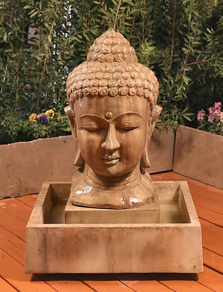 Buddha Head Fountain 40" High
