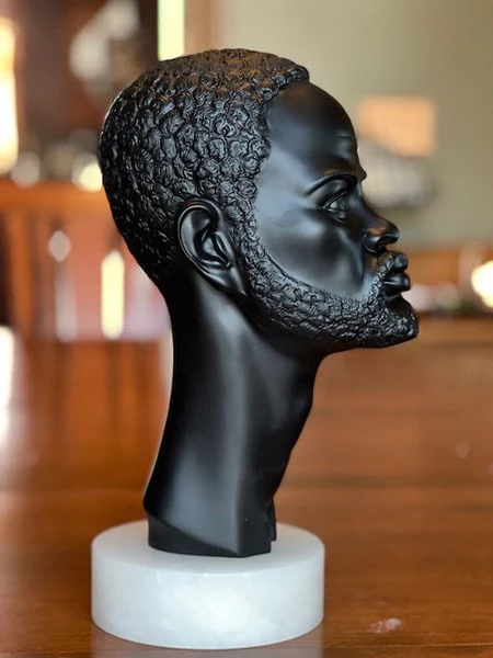 Bust: African Male Bust 14.5" High - Image 3