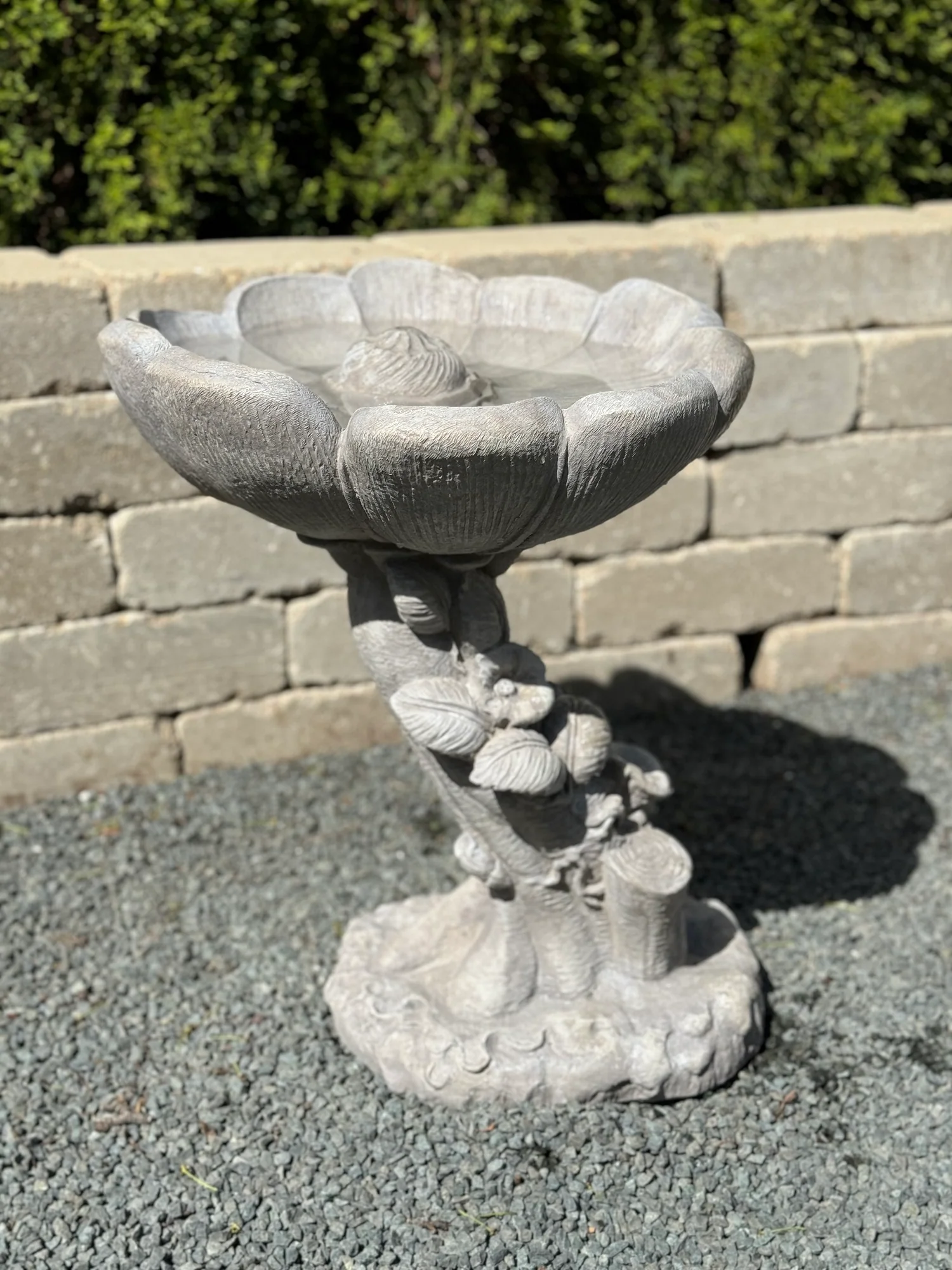 Buttercup Birdbath One Piece Cast Stone 21" High