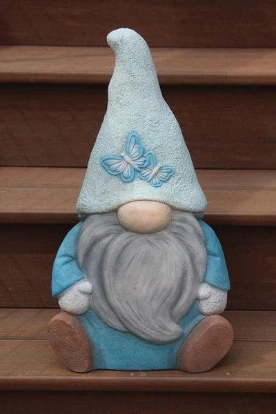 Butterfly Garden Gnome-Boy 21" Cement Statue - Image 2