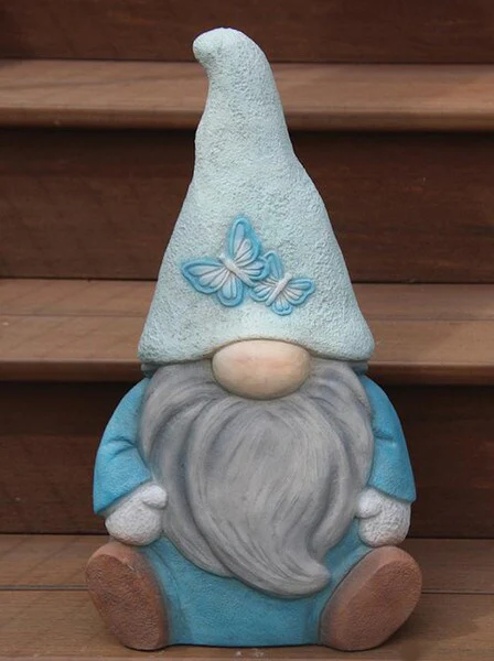 Butterfly Garden Gnome-Boy 21" Cement Statue - Image 3