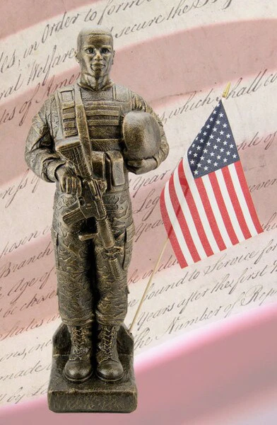 Camo Soldier African American Statue 30" High - Image 2