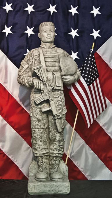 Camo Soldier with Flag Statue 30" High - Image 2