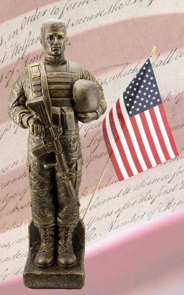 Camo Soldier with Flag Statue 30" High - Image 3