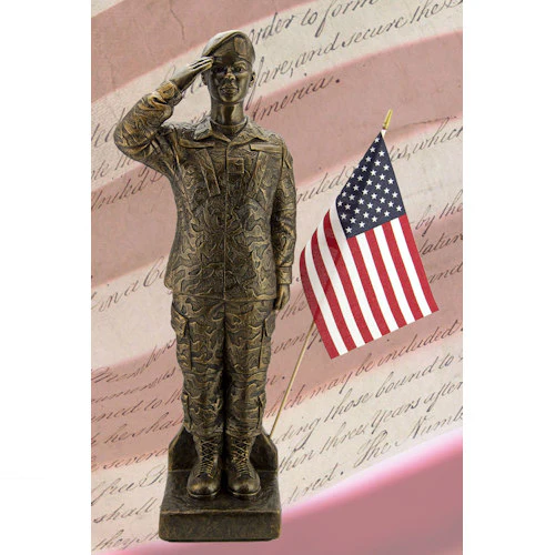 Camo Woman Soldier African American Statue 30" H