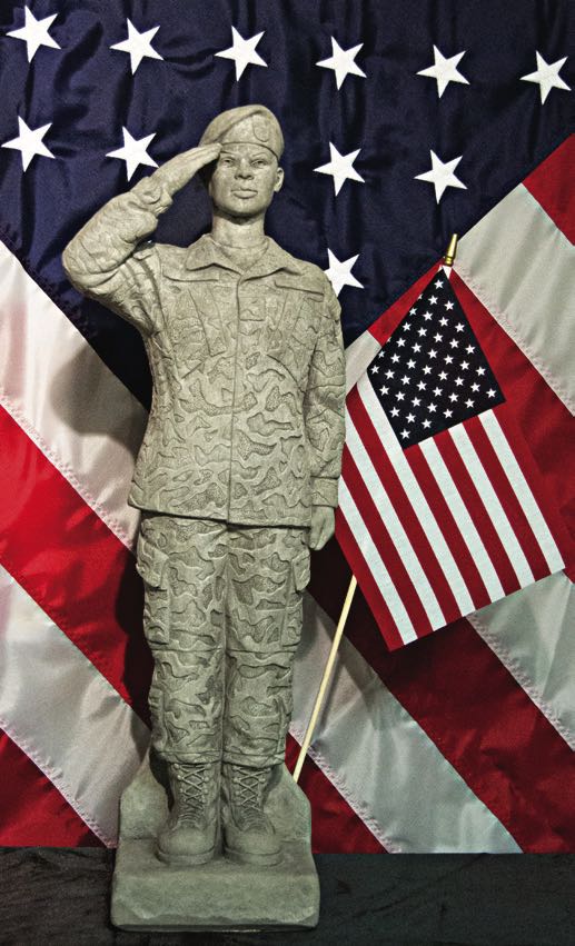 Camo Woman Soldier African American Statue 30" H - Image 2