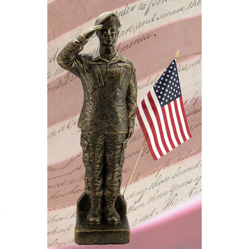 Camo Woman Soldier Military Statue 30" High