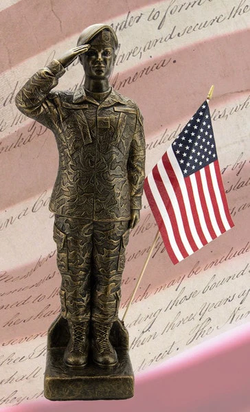 Camo Woman Soldier Military Statue 30" High - Image 3