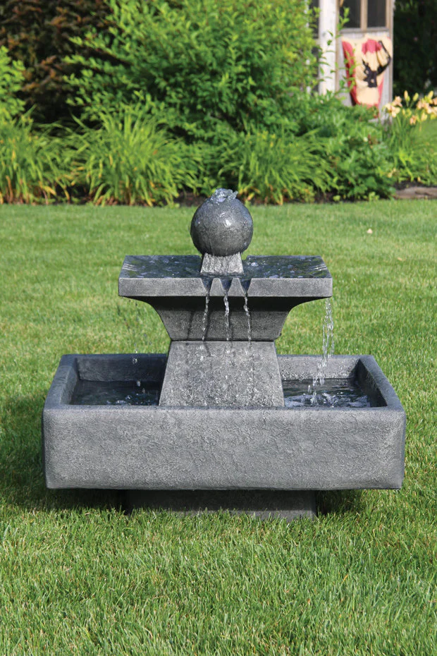 Candia Square Cast Stone Fountain 34" High