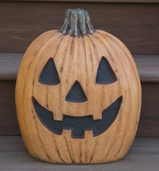 Carved Pumpkin Cement Statue Halloween 15" H - Image 3