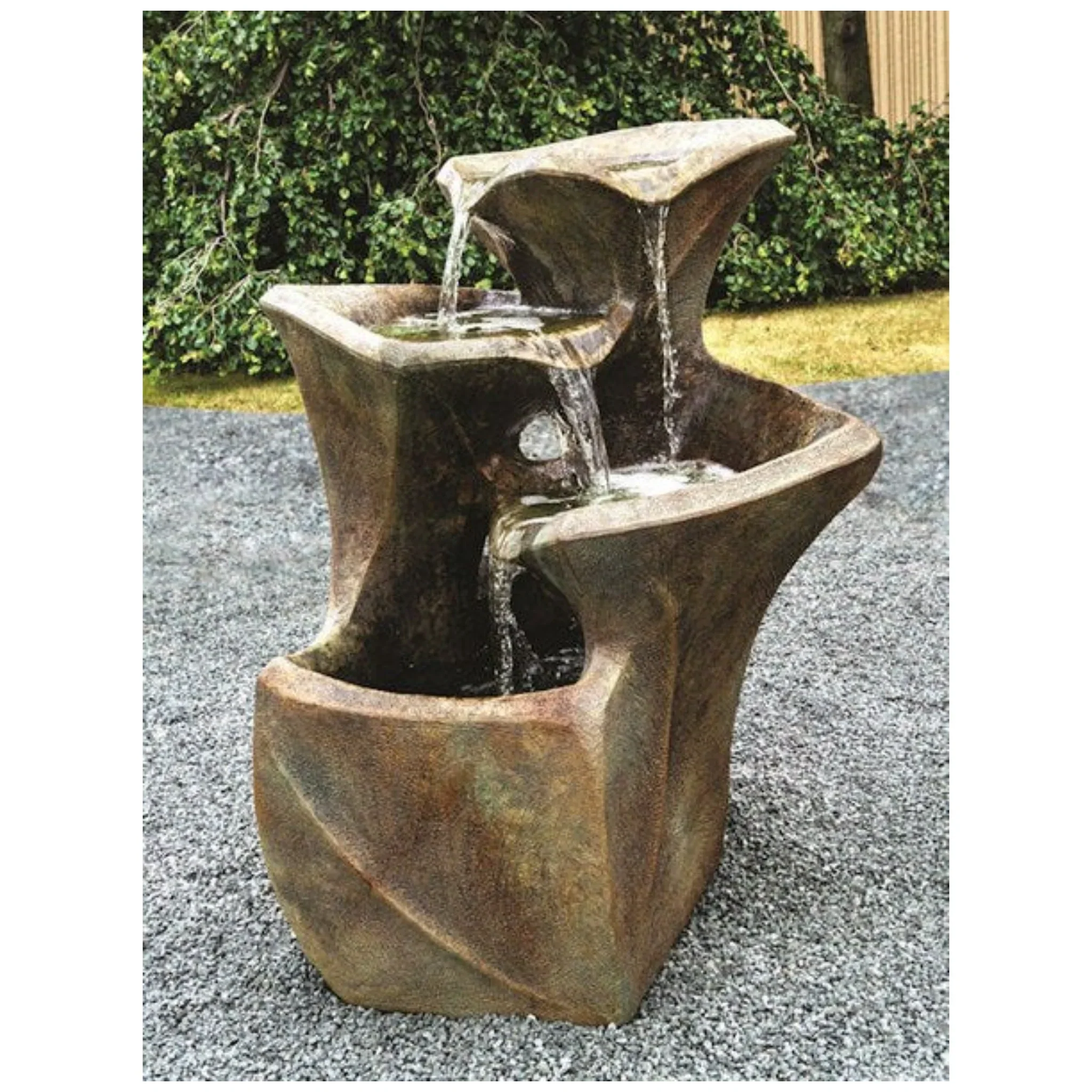 Cascading Pools Modern Tiered Fountain Cast Stone