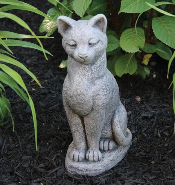 Cat Sitting Cast Stone Garden Statue