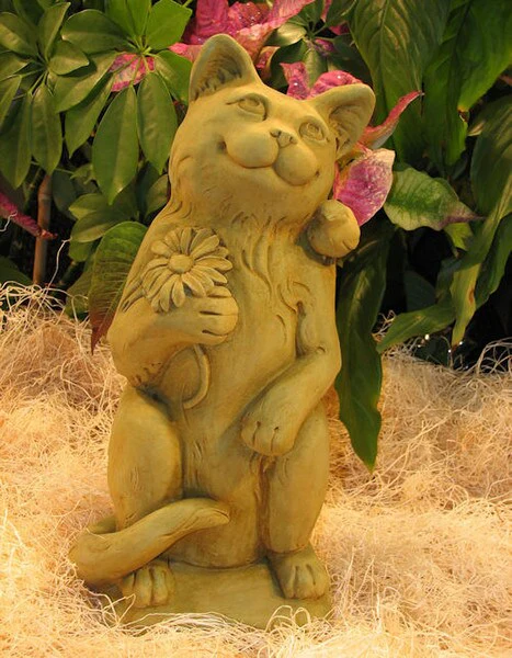 Cat With Flower Sculpture - Image 2