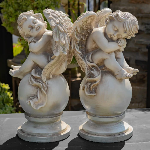 Celestial Guardian Cherubs Sculptures Set 21" H - Image 3