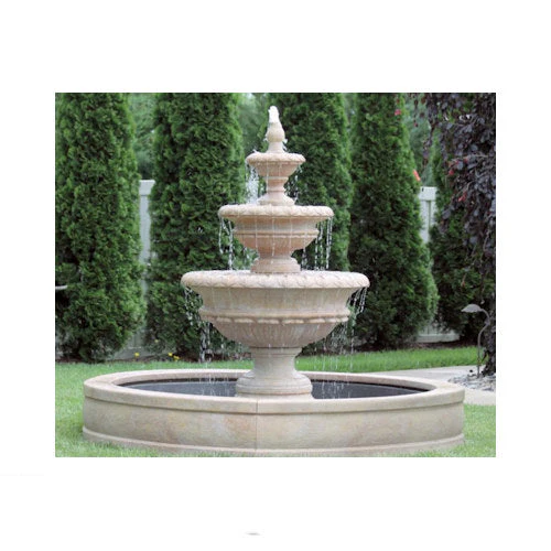 Chanticleer Fountain on Surround & 6 Foot Fiberglass Pool