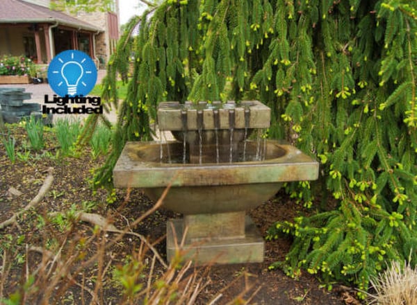 Chateau Spillway Garden Fountain Lighted