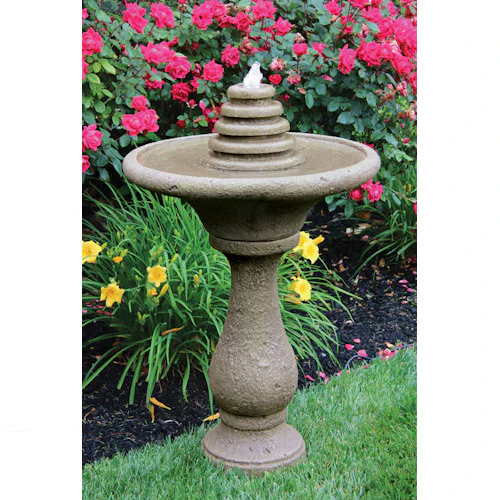 Chelsea Round Tiered Cement Fountain Lighted 35.5" High