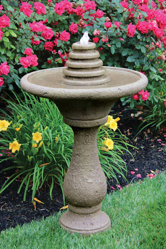 Chelsea Round Tiered Cement Fountain Lighted 35.5" High - Image 2