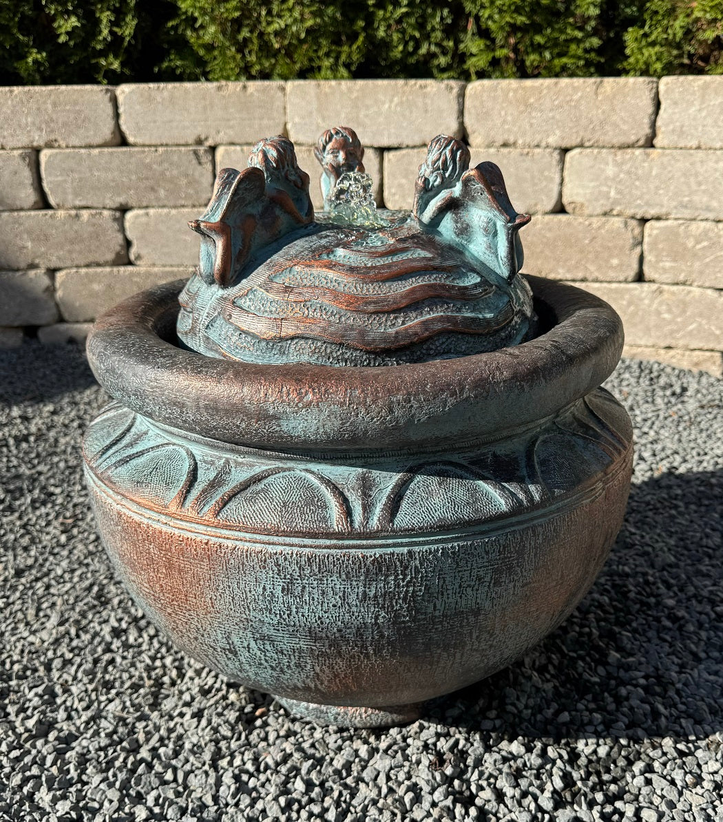 Cherub Trio Bubbler Garden Fountain 17.5" High