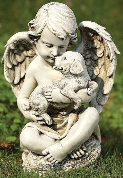 Cherub With Puppy Statue