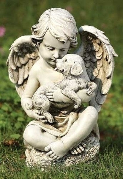 Cherub With Puppy Statue - Image 2