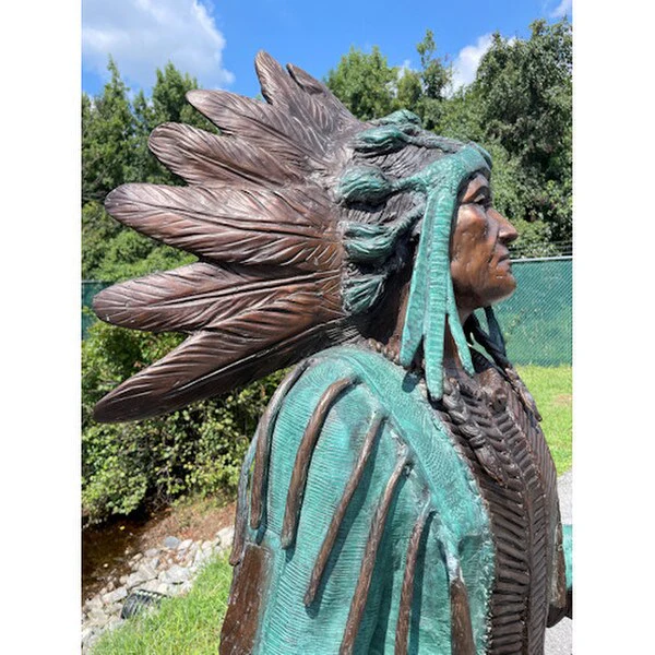 Chief Holding Spear Sculpture Patinas - Image 4