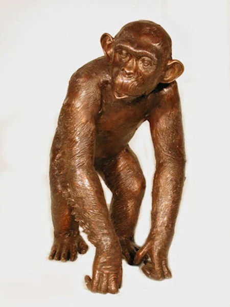 Chimpanzee Bronze Garden Sculpture Monkey