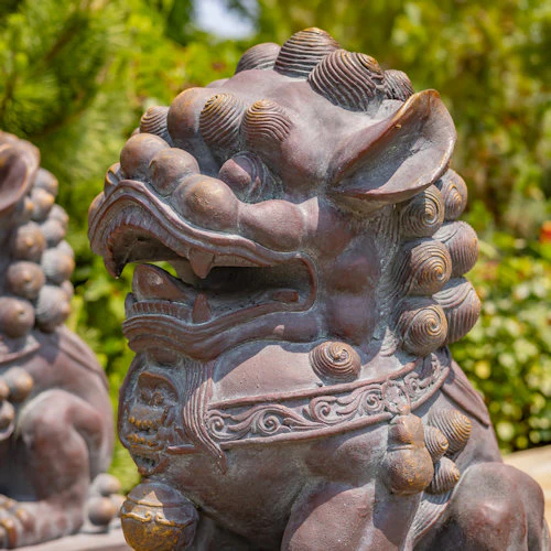 Chinese Guardian Lion Sculptures Foo Dogs 34.25" H - Image 3