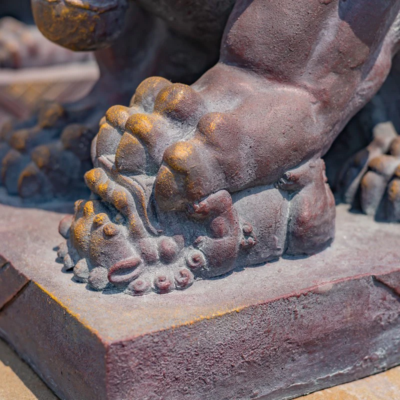 Chinese Guardian Lion Sculptures Foo Dogs 34.25" H - Image 4