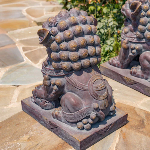 Chinese Guardian Lion Sculptures Foo Dogs 34.25" H - Image 6