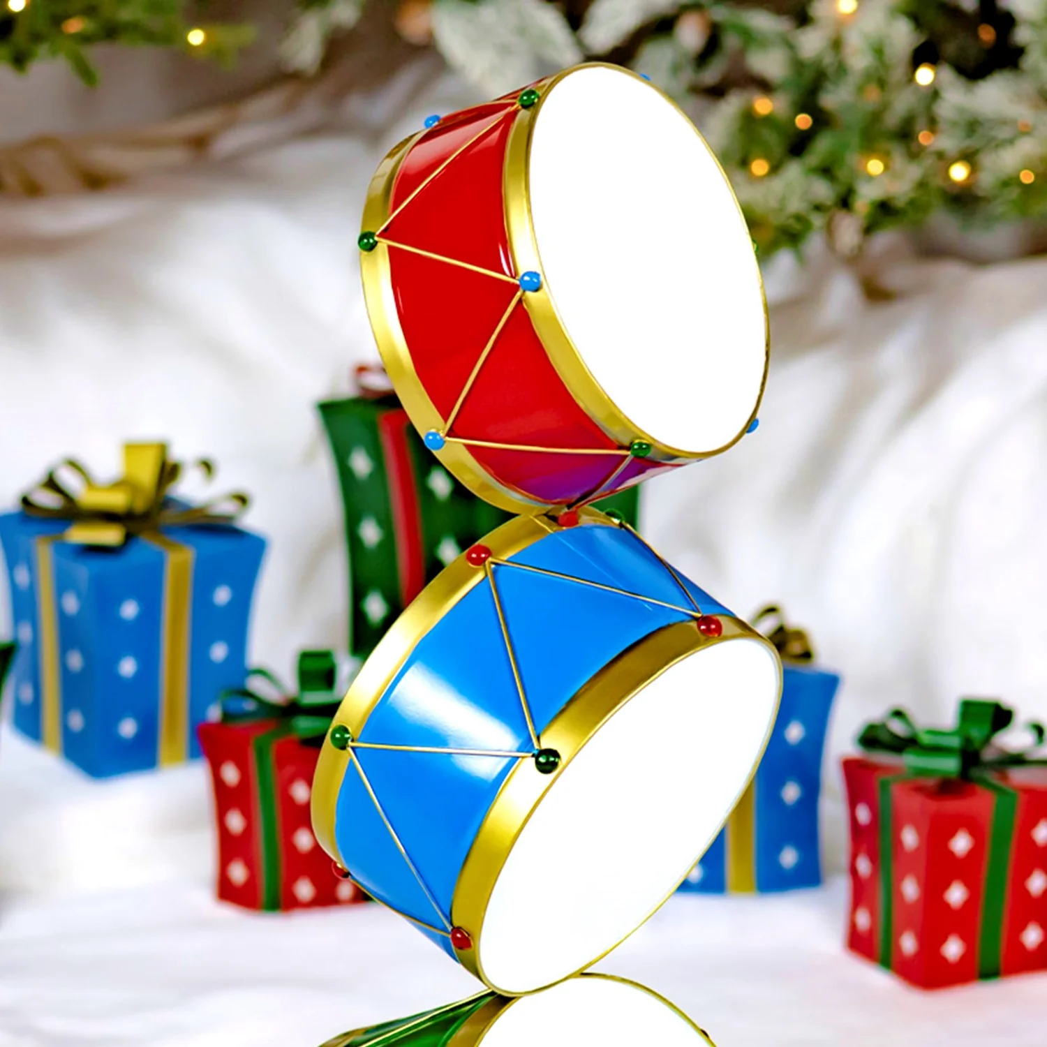 Christmas Drums Display Tower Sculpture 43" H - Image 3