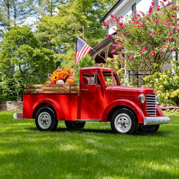 Christmas Red Truck with Lights Display Sculpture - Image 2