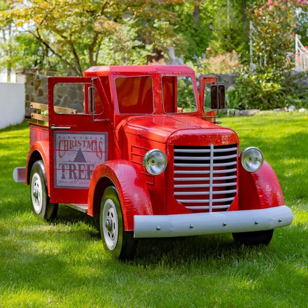 Christmas Red Truck with Lights Display Sculpture - Image 3