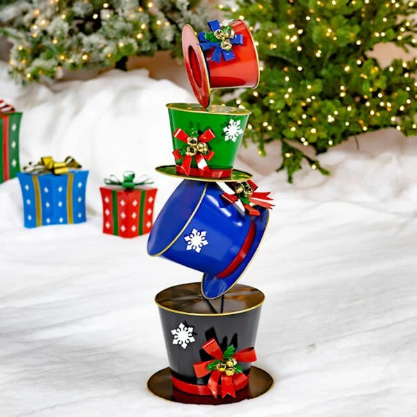 Christmas Top Hats Display Tower Sculpture 40" Tall
