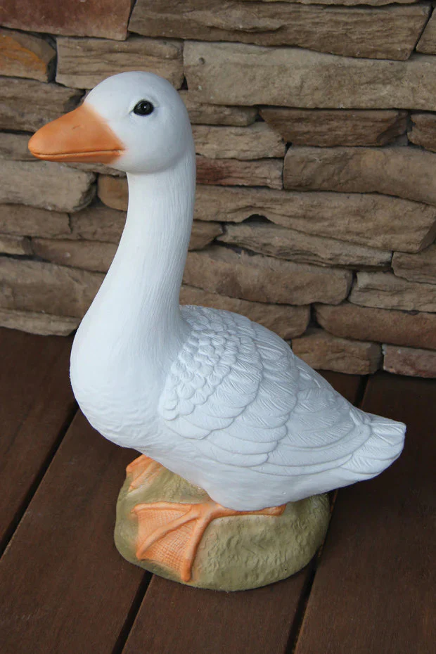 Classic Goose Cast Stone Garden Statue – Realistic Finish Made in USA
