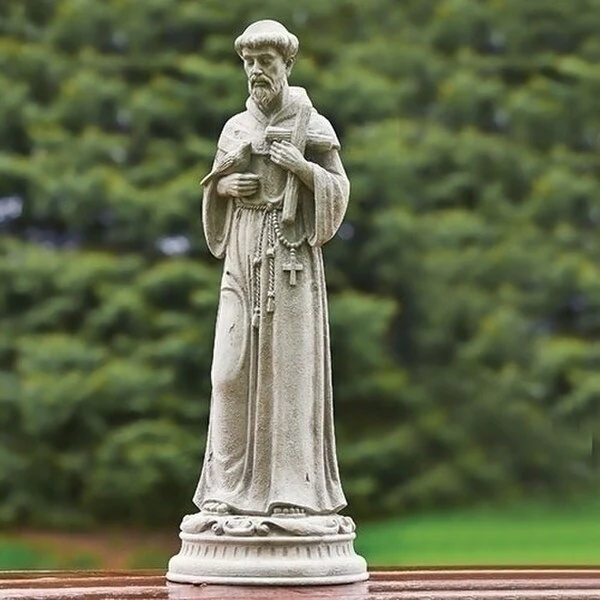 Classic Saint Francis with Dove and Cross Statue