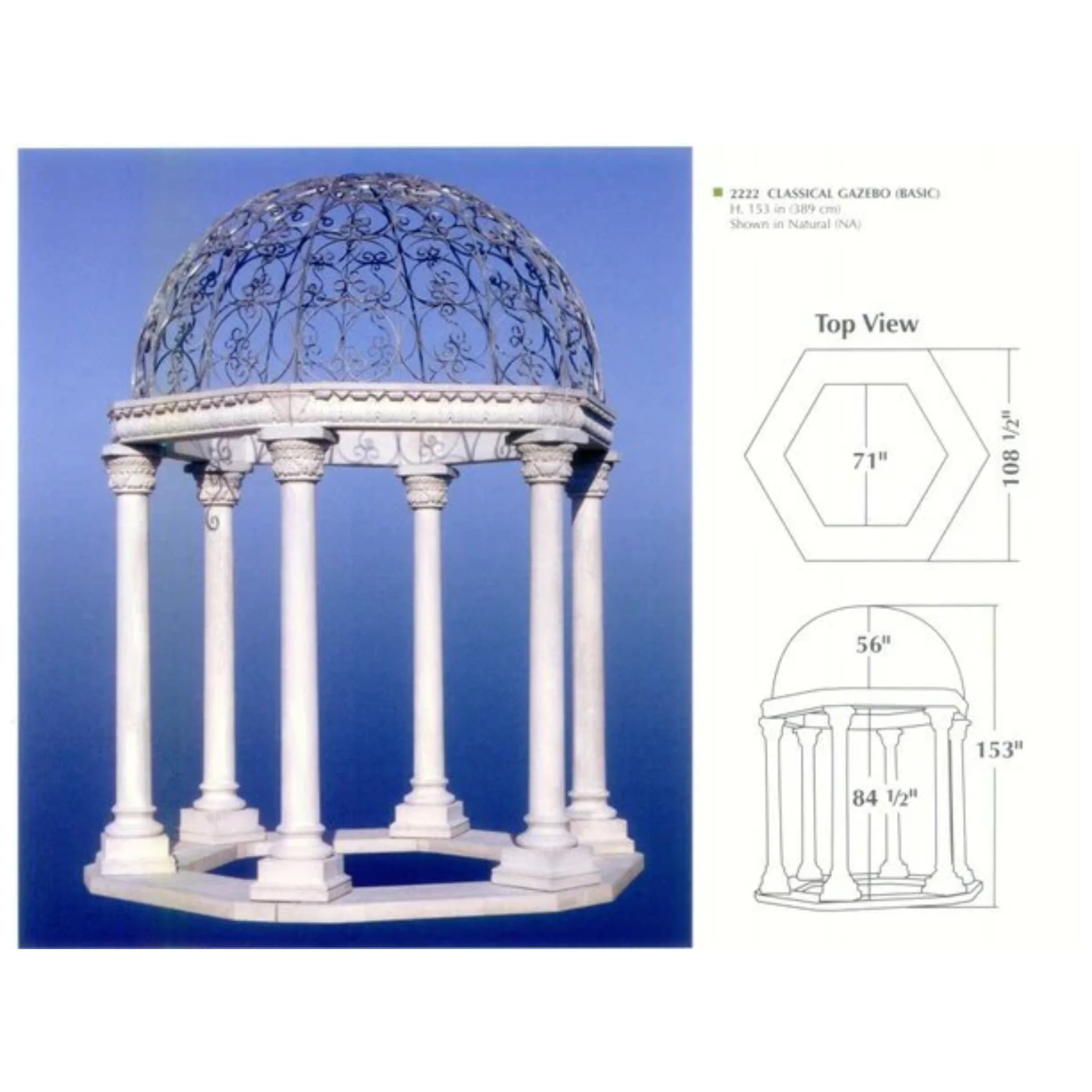 Classical Gazebo Basic Set 153" High
