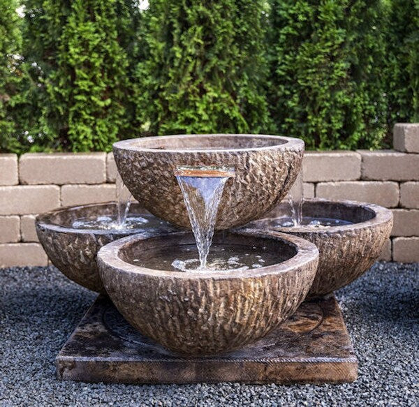 Coco Organic Form Quad Basin Fountain with Light
