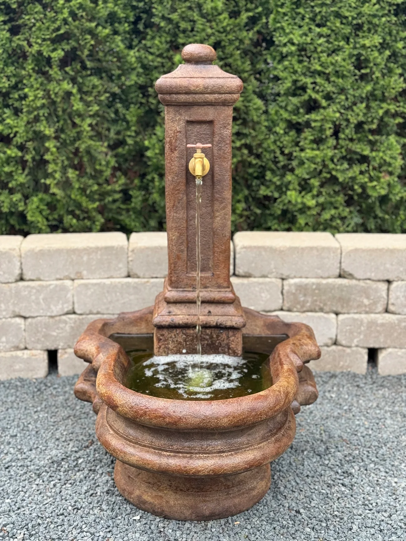 European Column Well Fountain with Spigot 36" High