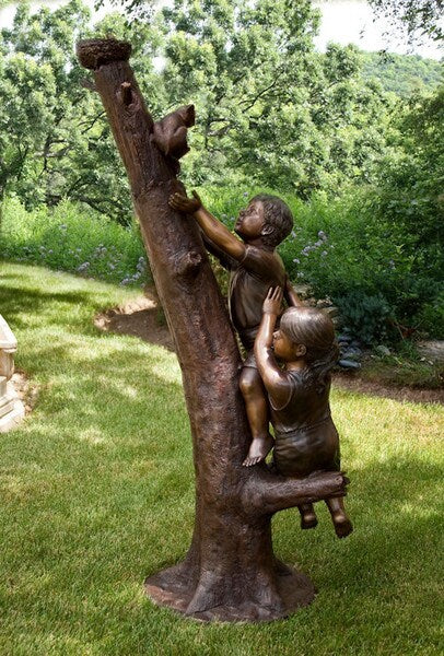Compassion in Action Boy & Girl Rescue Cat Bronze Statue - Image 3