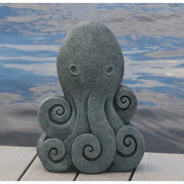 Contemporary Octopus Cement Statue 16" High