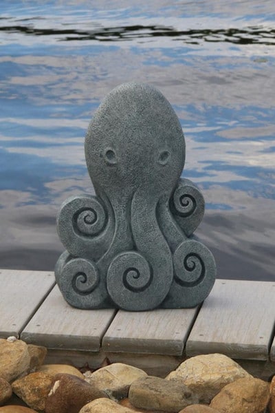 Contemporary Octopus Cement Statue 16" High - Image 2