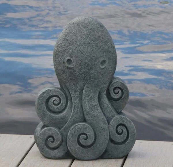 Contemporary Octopus Cement Statue 16" High - Image 3