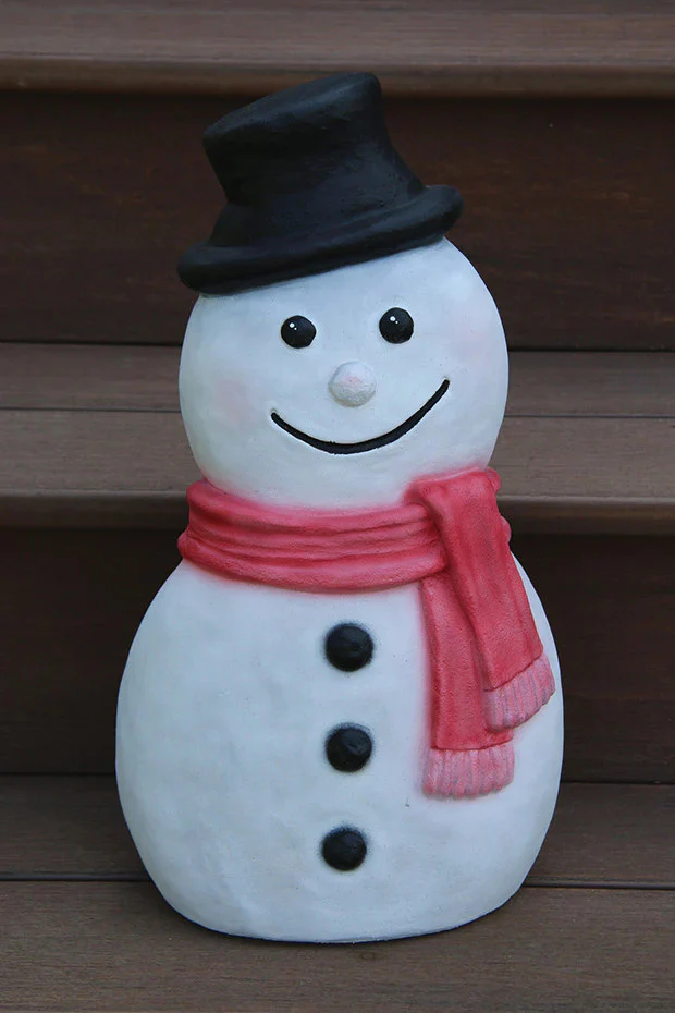 Contemporary Snowman Cast Stone Statue 17.5" – Made in USA