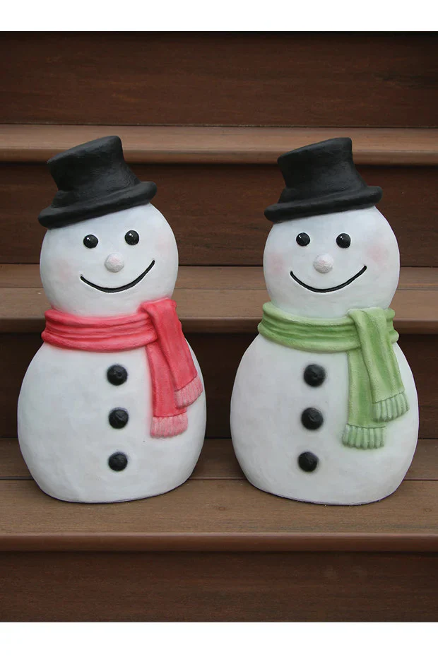 Contemporary Snowman Cast Stone Statue 17.5" – Made in USA - Image 3