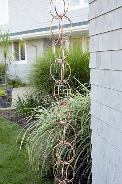 Copper Double Link Rain Chain Downspout - Image 3