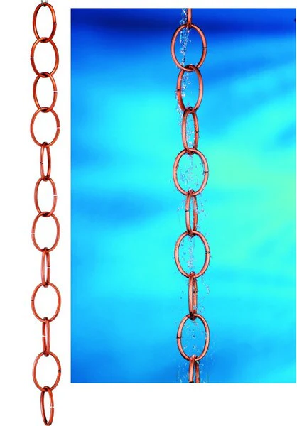 Copper Single Link Rain Chain Downspout
