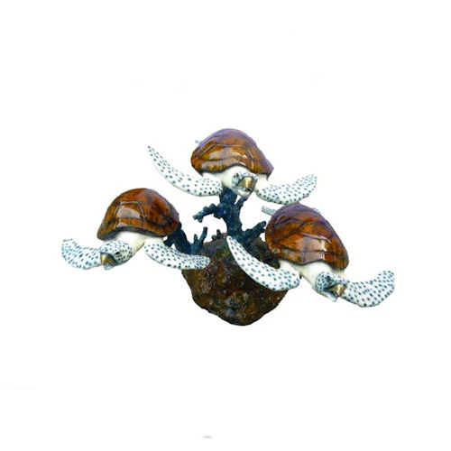 Coral Bay Three Sea Turtle Water Feature Fountain Colored