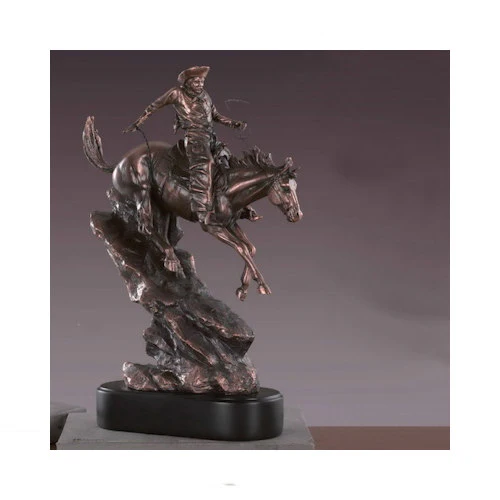 Cowboy on Horse Wild West Statue 17" H