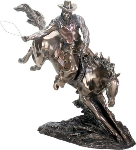 Cowboy Riding on Horse Sculpture Large